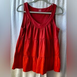 a.n.a Vibrant Red Tiered Sleeveless Tank Top